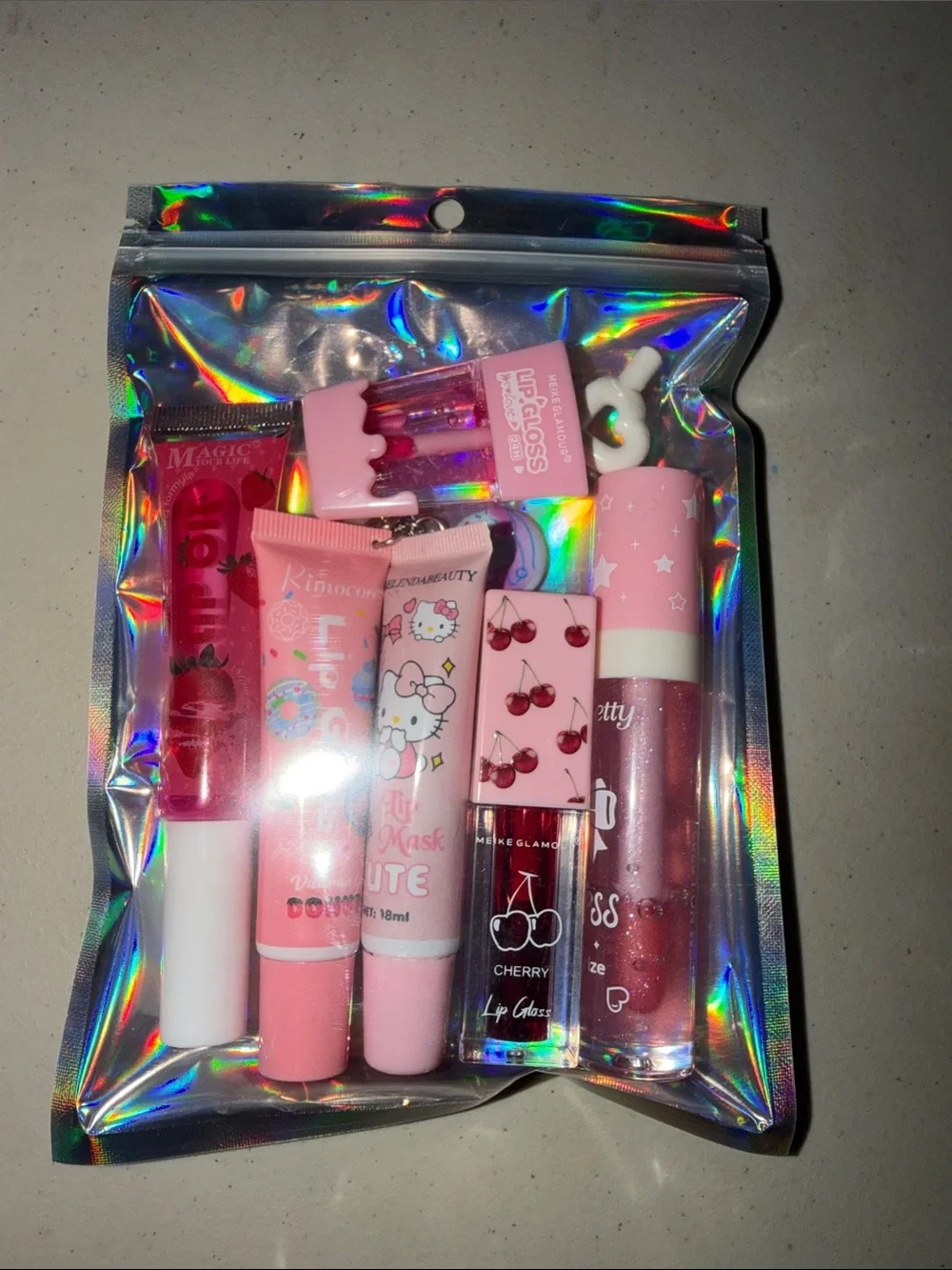 6 pieces Pink Lip Gloss & Balm Set - Hydrating Cherry and Sweet Pink Shades